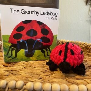 CROCHET LADYBUG PLUSHIE TOY WITH BOARD BOOK SET, baby gift